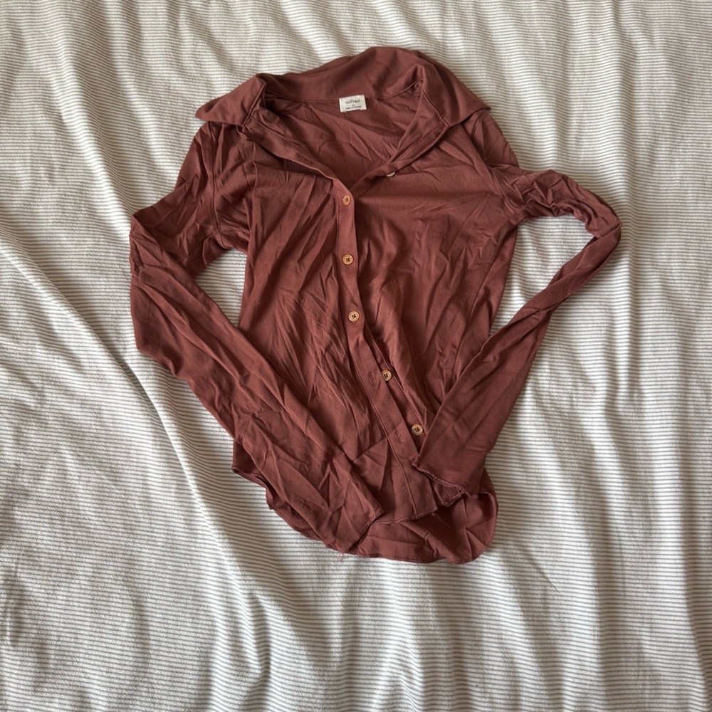 Wilfred Terracotta Long Sleeve Blouse